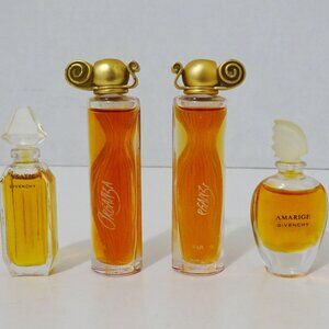 4 Pc Vtg Givenchy France Mini Fragrance Lot Organza - Ysatis - Amarige 100% Full